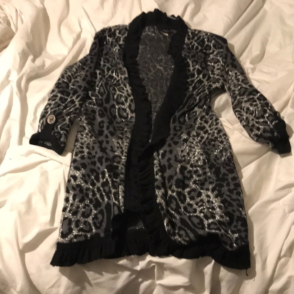Silver and black leopard cardigan